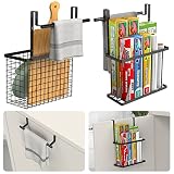 Johamoo Cabinet Door Organizer Kitchen Over Cabinet Door Organizer with Towel Bars, 2-Pack Cabinet D