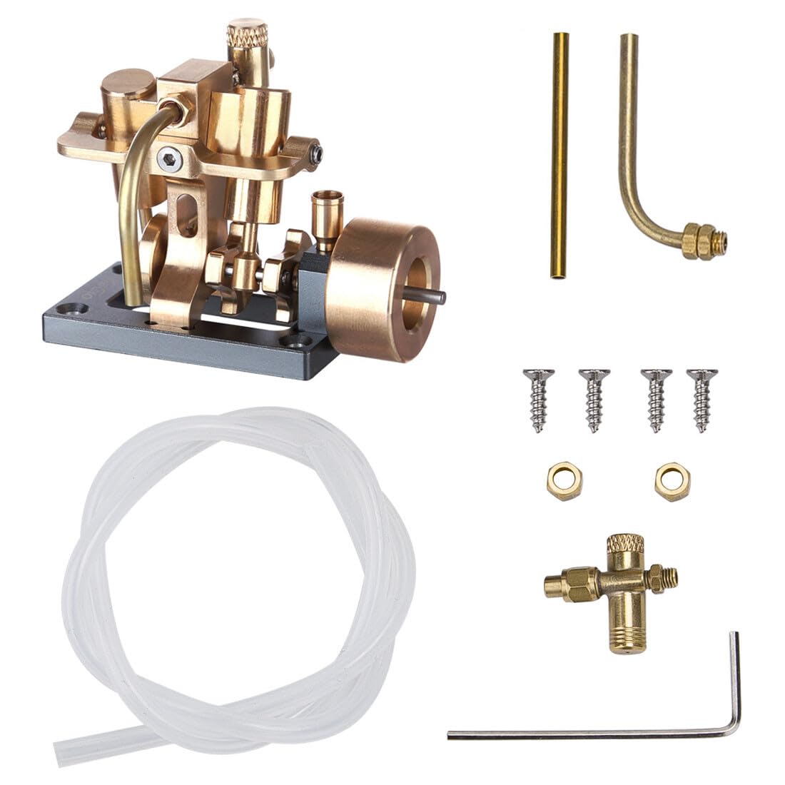 SpedUpX Mini Inline Double-Cylinder Swing Steam Engine Model for Within 40cm Retro Boat Models (Without Boiler)