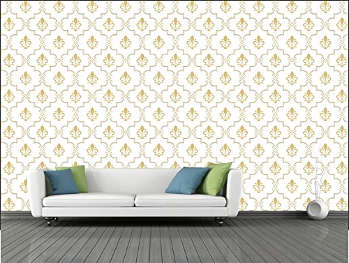 Image of CABANA HOMES Wall Stickers Botanical DIY Damask Wallpaper (45 x 125 cm, 2 Rolls) (12 sq. ft) Decorative Self Adhesive Decals Bedroom, Living Room, Office, White
