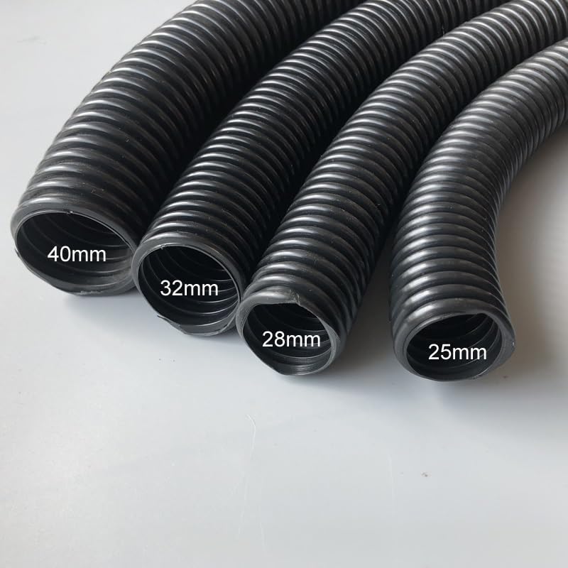 Tubo flessibile filettato multi diametro aspirapolvere | Gomma resistente all'invecchiamento(Black 32mm x8m)
