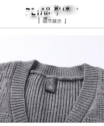 Men Winter Business All Match Thick Knitted Solid V Neck Sleeveless Loose Pullover Sweater Vest2
