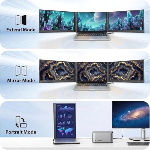 Image of Leudaich One Cable Laptop Screen Extender, 15.6 inch FHD 1080P IPS Portable Monitor, Ultra-Slim Travel Dual Monitor Fits 13-17 inch Laptops, Triple Monitor Compatible with Mac /Windows(Driver Required)