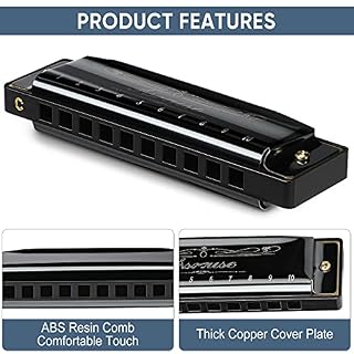 Asmuse Harmonica Diatonique Tonalité C 10 Trous Carrée professionnel pour Blues Folk Rock Country Jazz, Harmonica Blues… - Les Beatles, Paul McCartney, John Lennon, RIngo Starr, George Harrison Asmuse Harmonica Diatonique Tonalité C 10 Trous Carrée professionnel pour Blues Folk Rock Country Jazz, Harmonica Blues… – Image 2