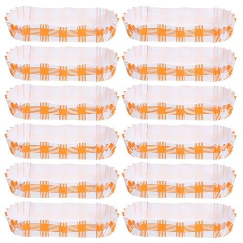 OSALADI Tazas para Hornear Muffins y Cupcakes, Moldes de Papel Resistentes al Calor, 200 Unidades Diseño de Rayas Naranjas, Forma Barco, Ideales para Fiestas, Bodas y Picnics