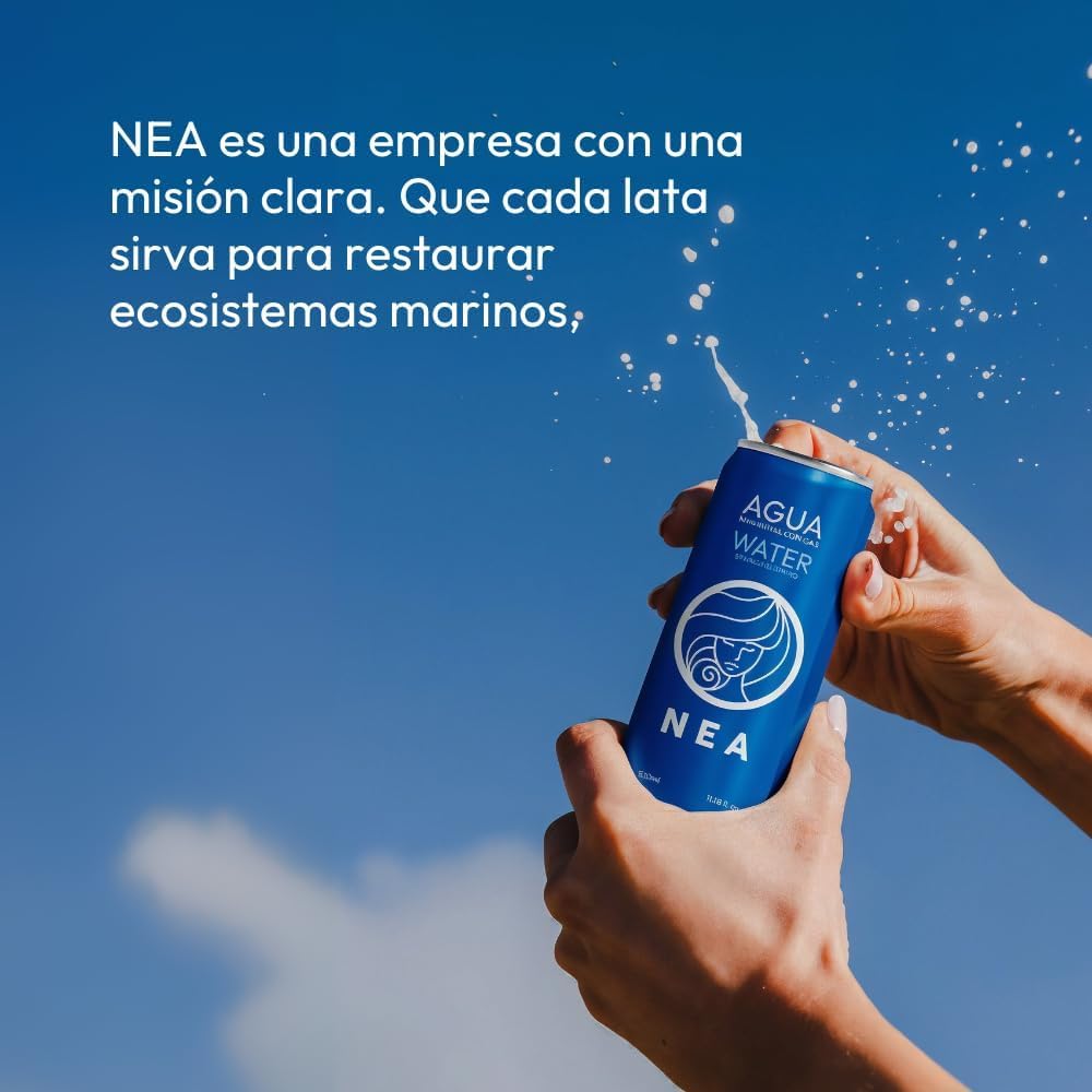 NEA Eau Pétillante en Canette Aluminium Recyclable - Pack 48 Canettes 33cl (2 Boîtes de 24) - Eau Minérale Gazeuse Source Alpine - Sans Plastique Sans BPA - Bulles Fines Familles Événements