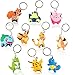 Letop 10 Pièces Porte Clef Pikachu, Porte-Clés en Caoutchouc Double Visage, Porte-Clés Monstre, Pendentif Porte-Clés Double Face Tridimensionnel 3D Porte Cle Enfant
