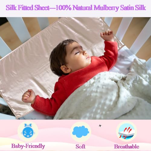 Image of 2 Pcs Satin Bassinet Sheet Baby Hair Protect Soft Silk Feeling Sheet Baby Bassinet for Rectangle Cradle Pad Mattress Newborn Infant (Coffee+Pale Yellow)