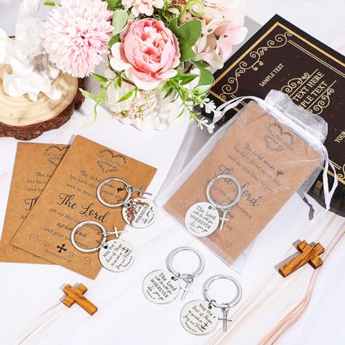Siifert 50 Set Christian Cross Keychains Bulk Bible Verse Religious Prayer Gifts Keychain for Women Men(Round Style) - Thumbnail 4