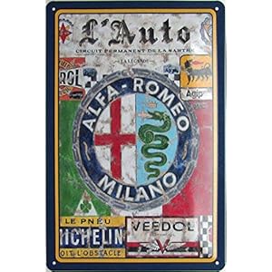 Metalen bord gebogen Alfa Romeo Milano Auto Workshop Garage Vintage Deco Geschenkbord 20 x 30 cm