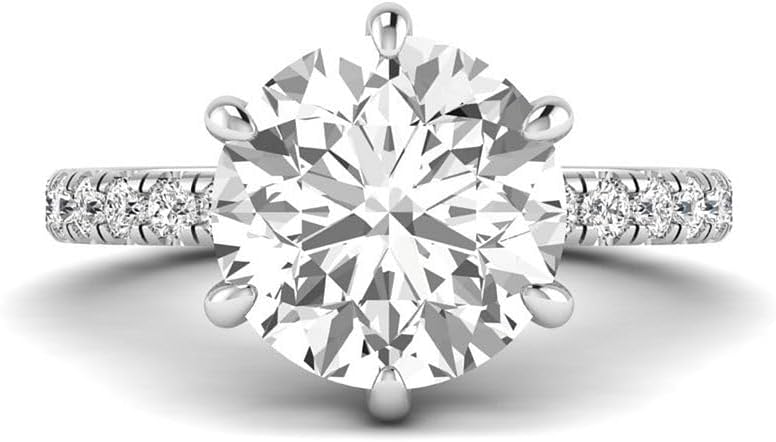 IGI Certified 5.75 Carat Round Lab Grown Diamond (5 Ct, F, VVS2) Hidden Halo 14K Gold Wedding Engagement Ring For Womens