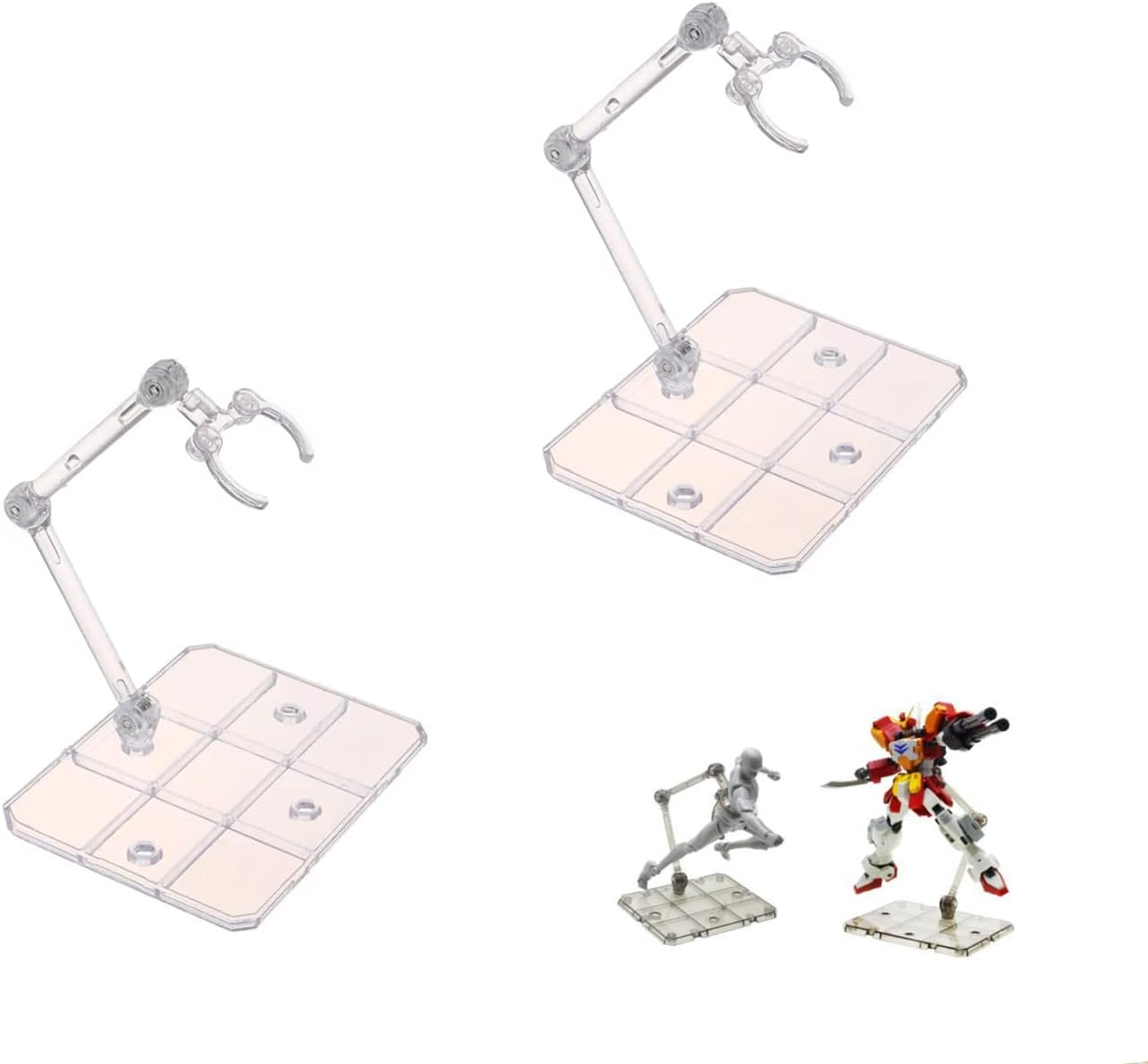 TSY TOOL 2 Pcs of HG144 Action Figure Stand, Display Holder Base, Doll Model Support Stand Compatible with 6" HG RG SD SHF Gundam 1/44 Toy Clear