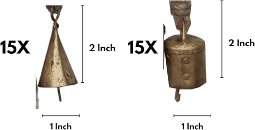 Miniatura 3 de Campanas de vaca pequeñas rústicas rústicas de metal de la suerte hechas a mano con cuerda de yute de 1.6 in, paquete de 30 campanas de mezcla con