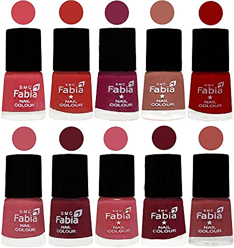 Image of SMC Fabia ALL IN ONE (PACK OF 10), Long Lasting Glossy Nail Polish, 6 ml Each, All Vibrant Colours,02369