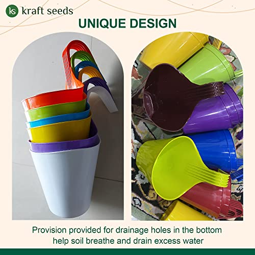 Kriti Kalash Kraft Seeds Kriti Kalash Plastic Single Hook Hanging Planter Pot- Set 5 Pieces