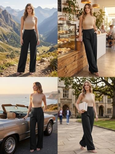 Image of Leriya Fashion Women Relaxed Fit Wide Leg Trousers | Malai Cottage Clip Closure Wide Leg Pants for Women | Casual Straight Lounge Pants with Pockets | Stylish Everyday Office Outfit Bottom Pant