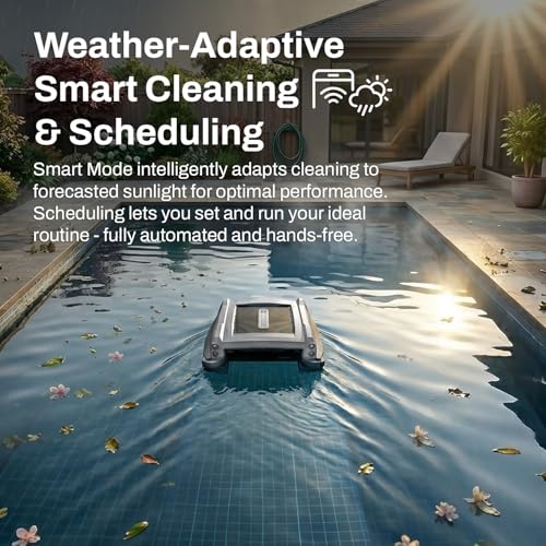 Image of Betta Neo Solar-Powered Robotic Pool Skimmer with App Control & Ultra Long-Range Gateway System, Weather-Adaptive & Scheduled Cleaning, Dual Charging Options, for In-Ground & Above-Ground Pools (Grey)