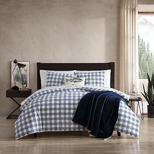 Image of Eddie Bauer- King Duvet Cover Set, Cotton Bedding Set with Matching Sham(s), Casual Home Decor (Basic Plaid Navy, King)