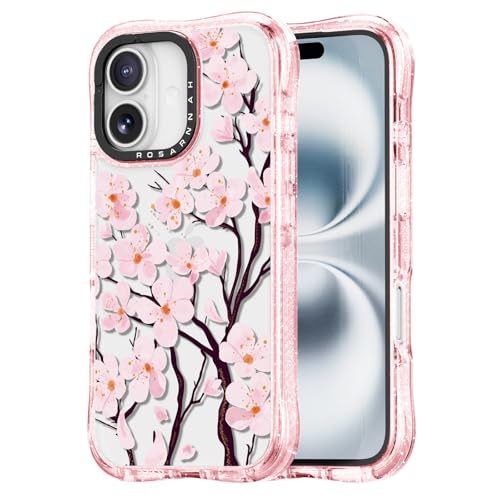 Rosarnnah for iPhone 16 Case Aesthetic Pink, Cherry Blossom