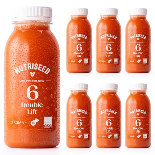 Nutriseed Double Lift Carrot Juice (6 x 250ml) - Cold Pressed Juice 100% Natural Ingredients containing Carrot Apple Pineapple Ginger Beetroot and Lemon No Added Sugar Gluten-Free & Dairy-Free
