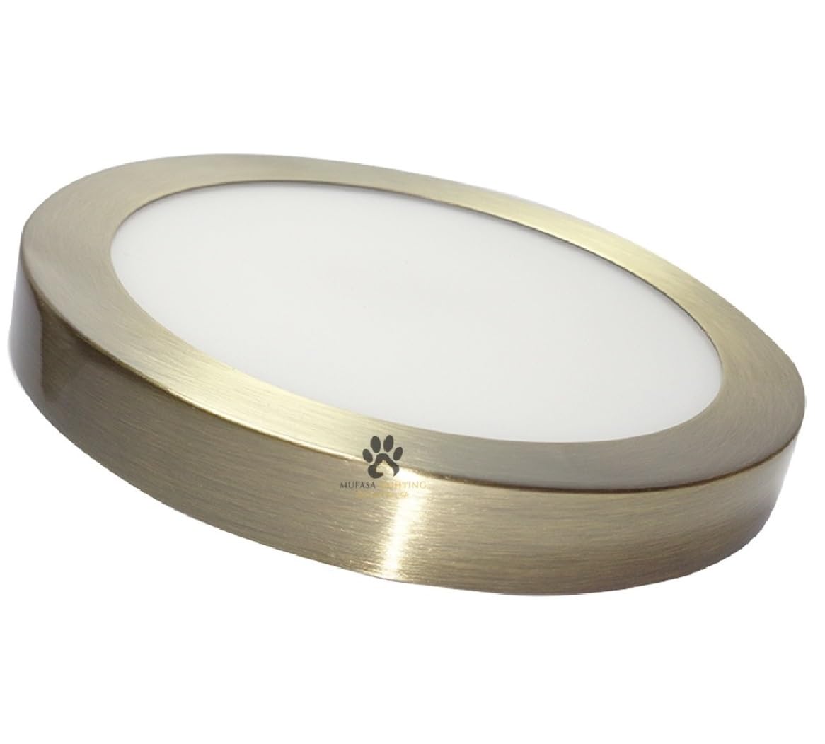 Mufasa 24 Watts 22CM Antique Brass Finish Round LED Surface Panel, Slim Round Ceiling Lamp Panel Light/Roof Light (Warm White)-image-10