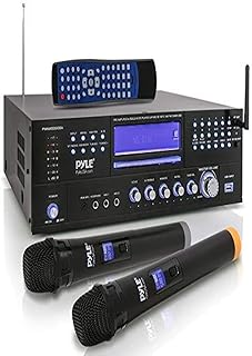 Pyle 4-Channel Karaoke Home Wireless Microphone Amplifier - Audio Stereo Receiver System, Built-In CD DVD Player, Dual UHF Wireless Mic/MP3/USB Reader, AM/FM Radio