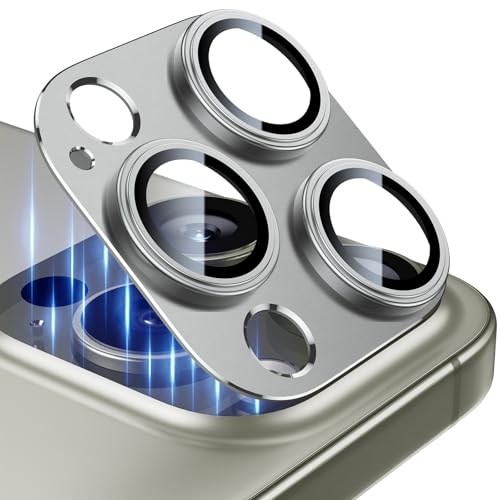Image of Esanik Pack of 2 Camera Protection for iPhone 16 Pro /iPhone 16 Pro Max Camera Protection, Aluminium Alloy Lens Protection, Camera Screen Protector, Natural Titanium