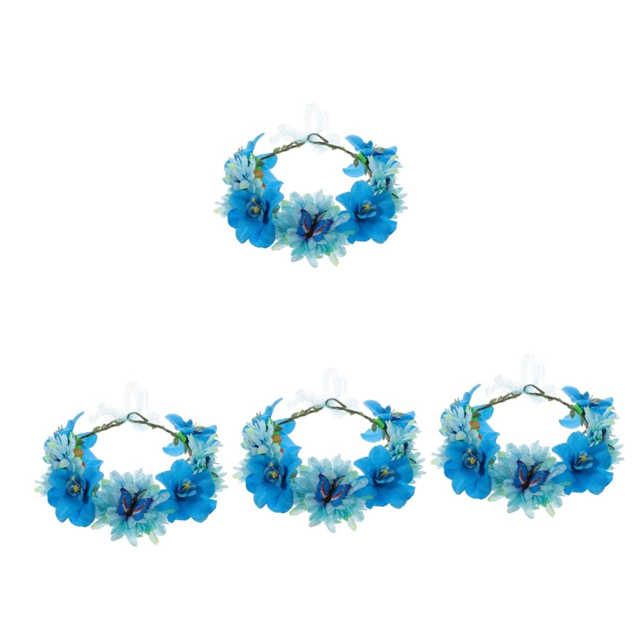 FOMIYES 4piezas Diadema De Flores Artificiales Bohemia Para Novias y Fotografía Adorno Floral Elegante y Romántico Azul