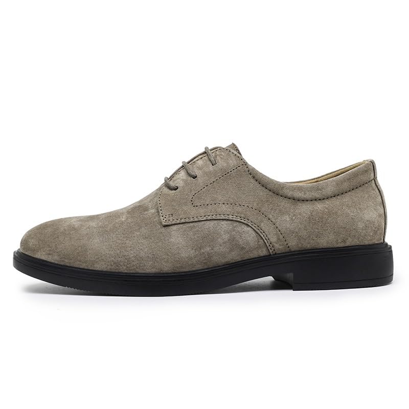 Oxford Formal Shoes for Men Lace Up Round Toe Suede Leather Derby Shoes Slip Resistant Rubber Sole Anti-Slip Low Top Block Heel Prom2