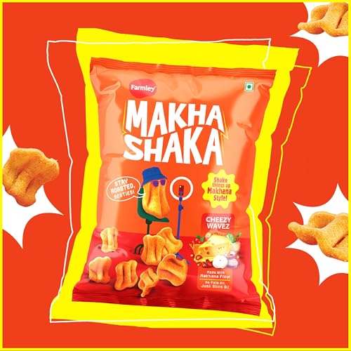 Image of Farmley Makha Shaka Makhana Cheese Waves Pillow Pouch- 70 g | Healthy Snacks | Namkeen Snacks & Puffed Snacks | Roasted in Olive Oil