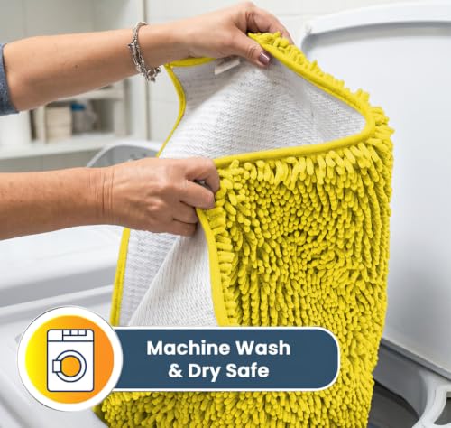 Image of Muddy Mat | Super Water Absorbent Door Mat Indoor, Microfiber Quick Dry Chenille Entryway Rug,Slip Resistant Front Door Mat,Indoor Mats for Entryway,Machine Washable Pet Rug, Lemon Yellow 30 inch x 60 inch