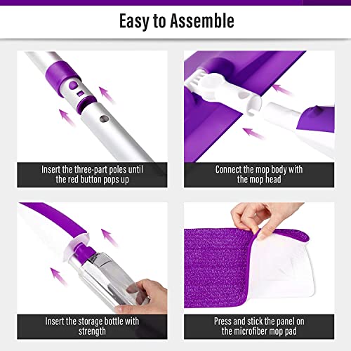Mops For Floor Cleaning, Mops For Floor Cleaning With 3 Washable Reusable Mop Pads Head And 14Oz Refillable Spray Bottle Microfiber Wet Dry Dust Mop For Home Hardwood Laminate Floor #TOP2