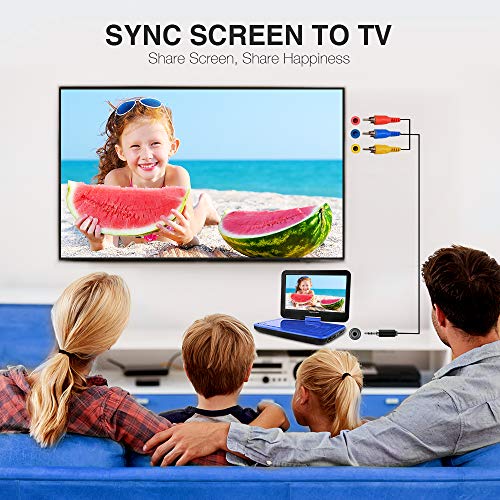 Dbpower 12" Portable Dvd Player With 5-Hour Rechargeable Battery, 10" Swivel Display Screen, Sd / Usb Port, With 1.8 Meter Car Charger, Power Adaptor And Car Headrest Mount, Region Free- Blue #TOP1