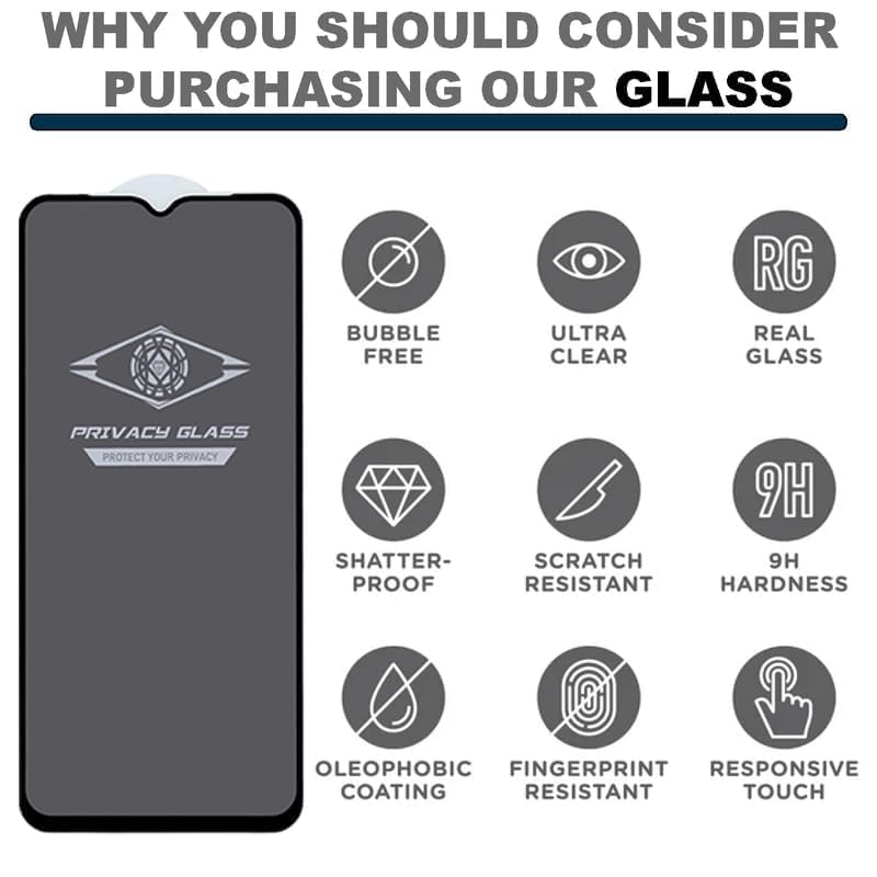 Image of Ultra Privacy Tempered Glass for Redmi K50i 5G,Anti-Spy,Military Grade Protection, 9H, Scratch-Resistant, Ultra-Clear,Anti Fingerprint,With FREE Installation kit.
