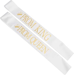 PRETYZOOM Prom King and Queen Sash Set 2pcs Class of 2023 Graduation Sash with Gold Letters Graduation Prom Party Costume Accessories Prom Sashes