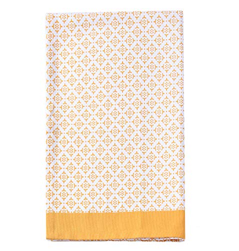 Accenthome Cotton Kitchen Towels Set Of 4 - Absorbent Dish Towels Set |Tea Towels | Geometric Print Yellow Kitchen Dish Towels - Multi Purpose Kitchen Linen ,Drying Dish Hand Towels 20X28 #TOP4