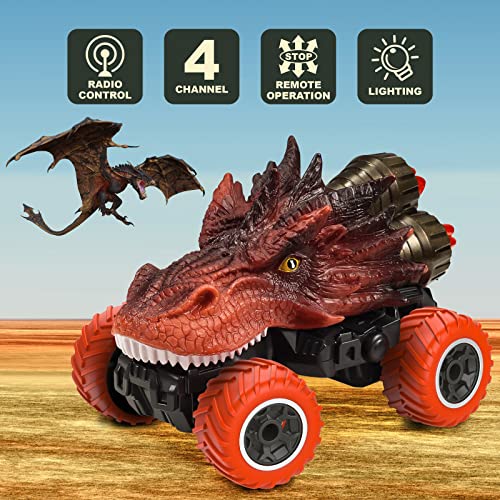 Dinosaur Toys For 3-5 Year Old, Mini Remote Control Car For Boys 4-7, Monster Trucks For Boys 3 Years, Race Cars For Kids Ages 3-5, 4-Channel Off-Road Monster Car,Toys For 3 4 5 6 7 Years Old Gifts #TOP1