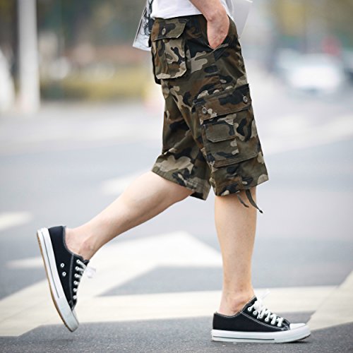 Canasour Outdoor Men's Twill-Cargo Shorts (29, Green Camouflage) #TOP3