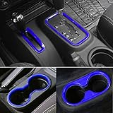 E-cowlboy Inner Front and Rear Water Cup Holder Trim,Gear Box Trim and Transfer Case Trim 4 Pcs for Jeep Wrangler JK & Unlimited 2/4 Door 2011-2017 (Blue)
