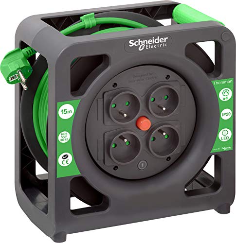 Schneider Electric SC5IMT33139 Enrouleur Compact 15m HO5VVF 3G1,5 IP20, Vert