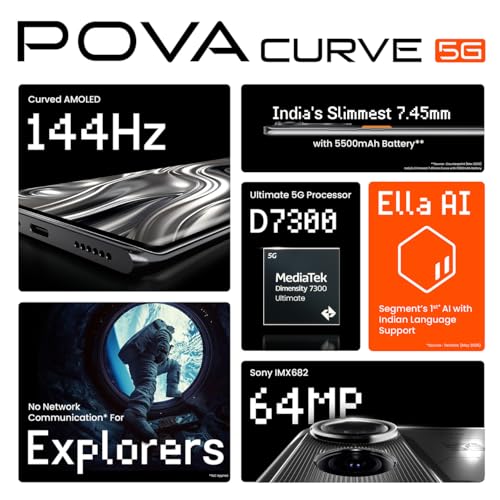 Image of POVA Curve 5G (Geek Black, 8GB+128GB)