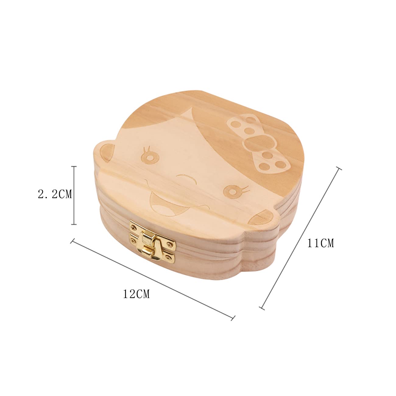 Caja para guardar dientes para niños, Regalo en madera de souvenir, Acumulación de dientes (Niña)