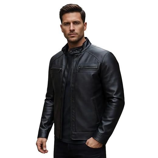 Jaqueta De Couro Masculino Slim Resistente Frio Inverno (BR, Alfa, XGG, Regular, Regular, PRETO)