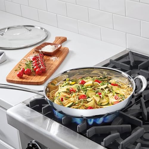 Cuisinart PureClad PureClad Triple-Ply 12" Stainless Steel Skillet with Helper Handle and Cover. PCT22-30HC - Thumbnail 4