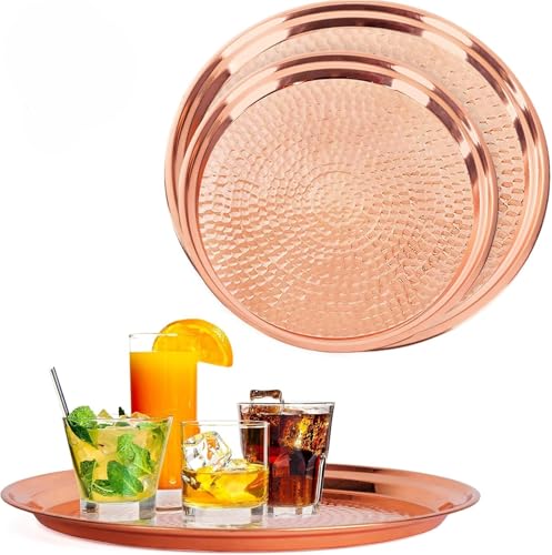2-Pack Copper Tray - Large 15' Round, Medium...