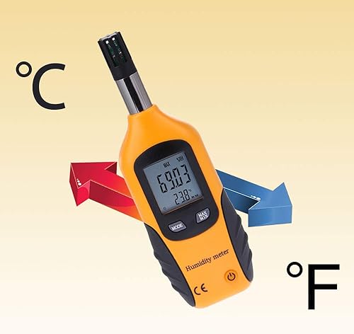 Miniatura 5 de Lancoon Medidor digital de humedad de temperatura de mano, termómetro higrómetro profesional con bombilla húmeda, punto de rocío, temperatura de