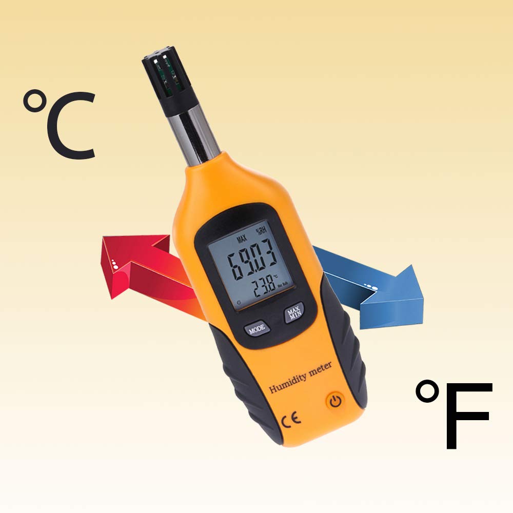 Lancoon Termometro digitale portatile, igrometro professionale per temperatura e umidità, con lampadina umida, punto di rugiada, strumento HVAC per aria ambiente interna ed esterna