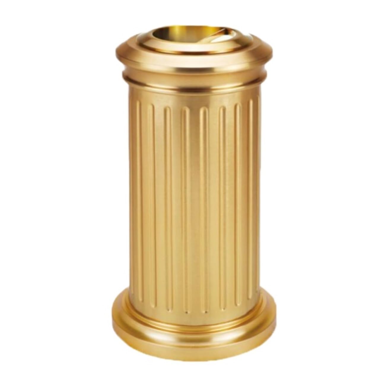 Papelera Oficina Cubos De Basura Cubo De Basura para Exteriores con Tapa, Cubo De Basura Grande, Cubo De Basura Público Cuadrado con Cenicero, Redondo, Retro Papelera para Comunidad(Gold)