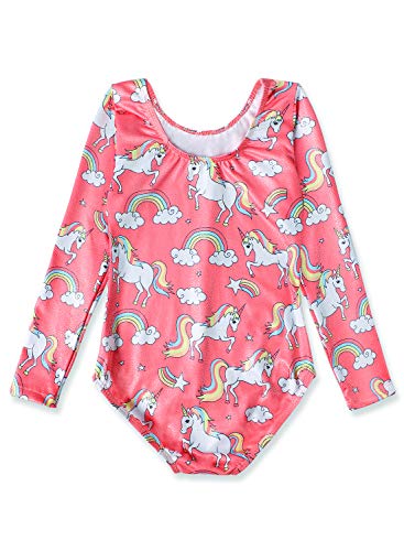 HOZIY Gymnastics Leotards for Girls Unicorn Pink Purple Sparkly Dancewear Activewear Quick Dry