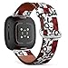 CJBROES Replacement Leather Watch Band, Compatible with Fitbit Versa 3 and Fitbit Sense of Wristband Bracelet Accessory - Hipster Style