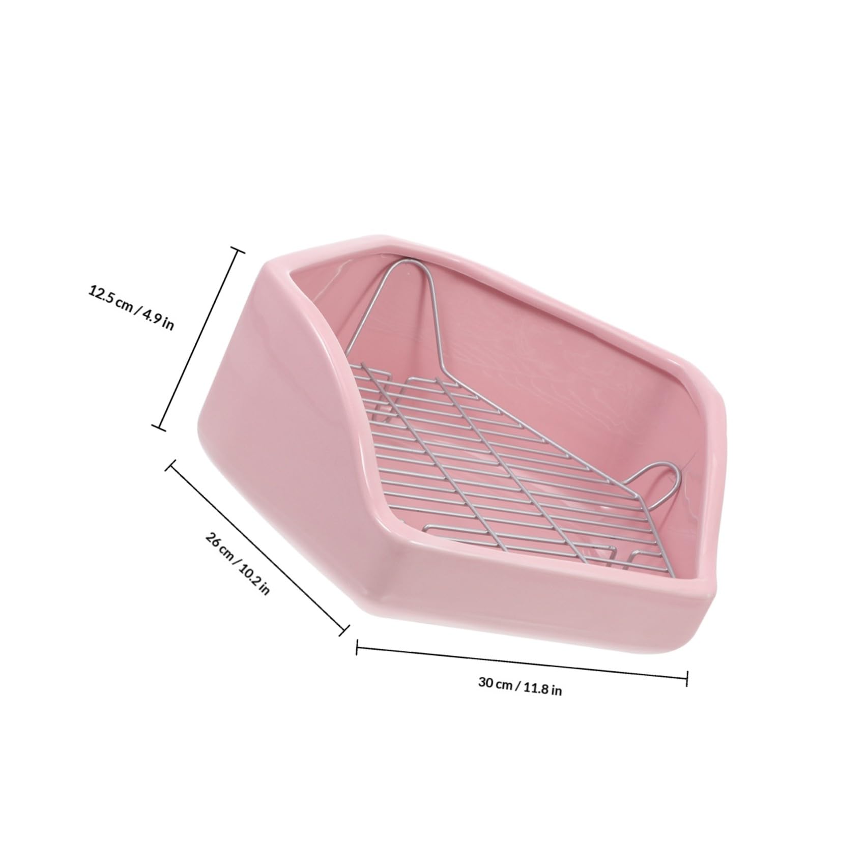 POPETPOP Toilette per Conigli in Porcellana Rosa Pentagonale Anti-ribaltamento Facile da Pulire Griglie Staccabili per Furetti e Piccoli Animali Domestici